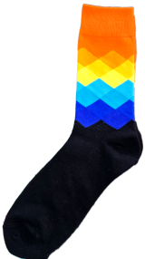 Sloth Sox- Orange Black Diamond Socks