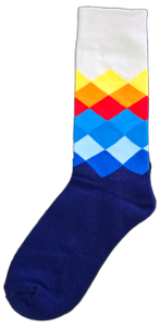 Sloth Sox- White Blue Diamond Socks