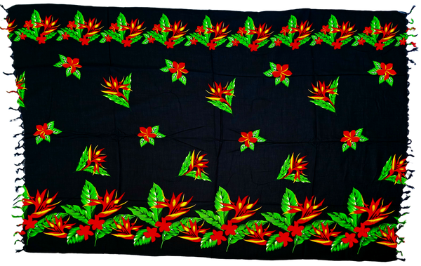 Black Flower Sarong with Frills