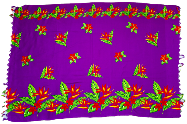 Purple Flower Sarong with Frills