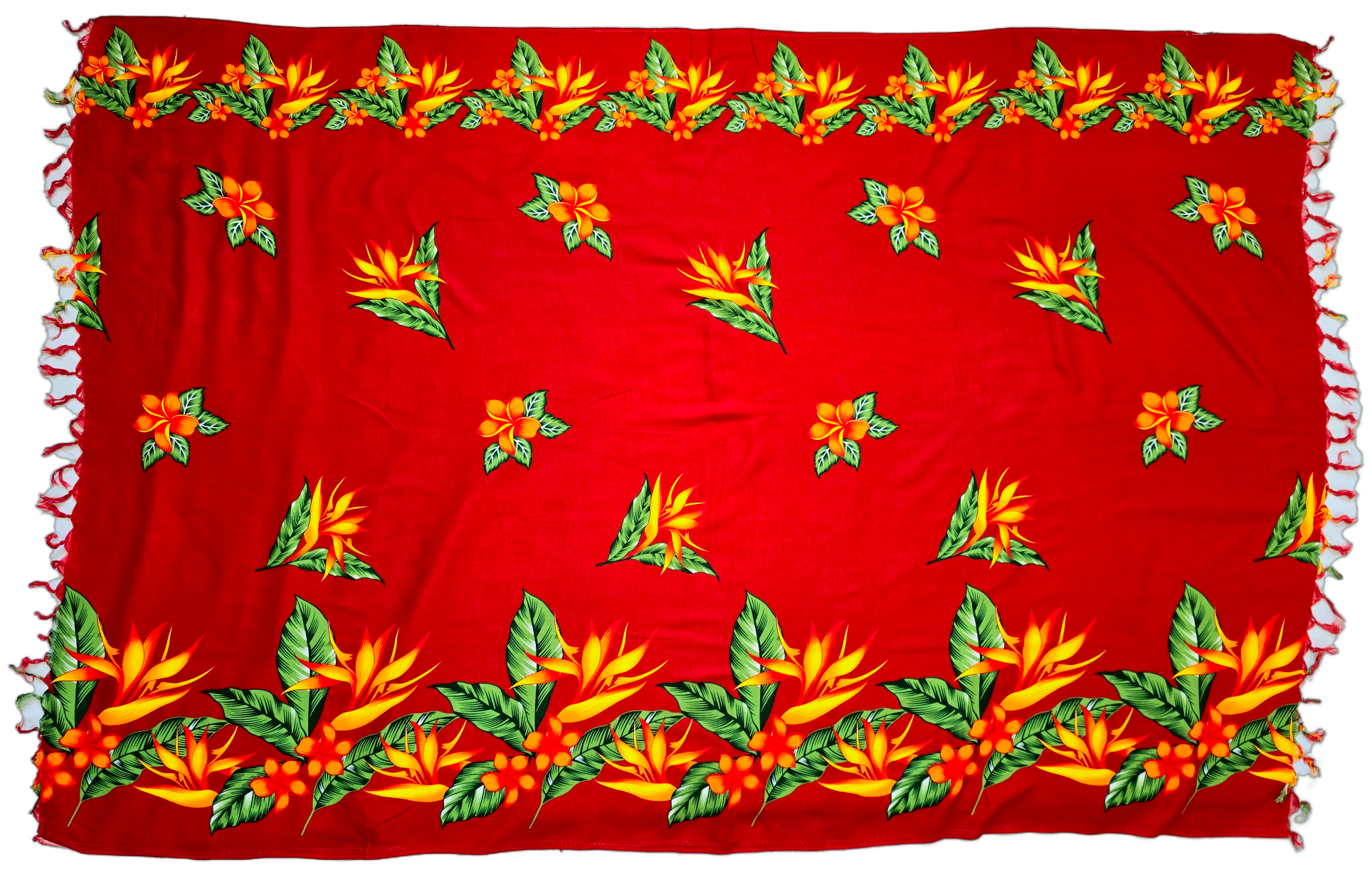 Red Flower Sarong with Frills