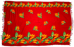 Red Flower Sarong with Frills