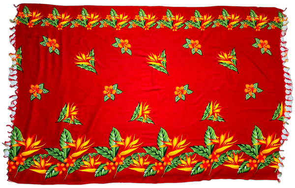 Red Flower Sarong with Frills