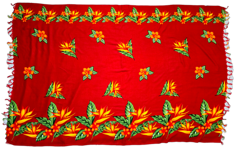 Red Flower Sarong with Frills