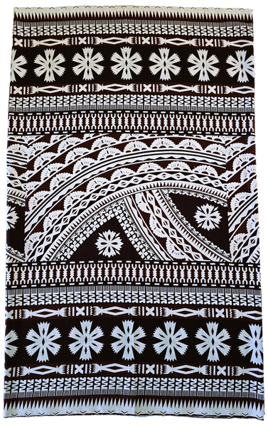 Lavalava  3 Tone Tapa Design- White