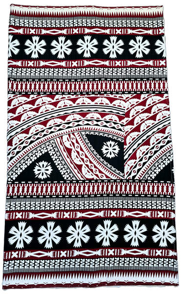 Lavalava  3 Tone Tapa Design- Maroon