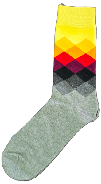 Sloth Sox- Yellow Grey Diamond Socks