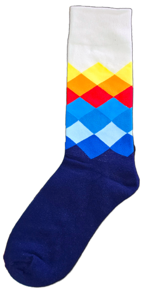 Sloth Sox- White Blue Diamond Socks