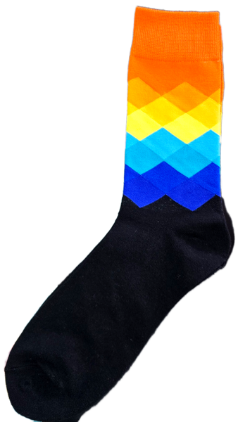 Sloth Sox- Orange Black Diamond Socks