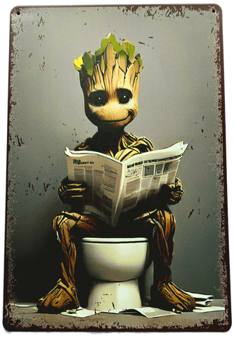 Retro Metal Sign- Groot sitting on a T....