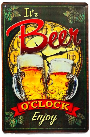 Retro Metal Sign- Beer O'Clock