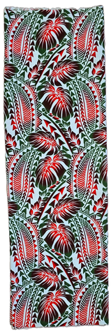 Two Tone Red Green Tapa Leaves Lavalava