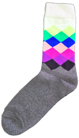 Sloth Sox- White Grey Diamond Socks