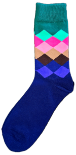 Sloth Sox- Green Blue Diamond Socks