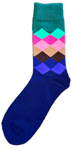 Sloth Sox- Green Blue Diamond Socks