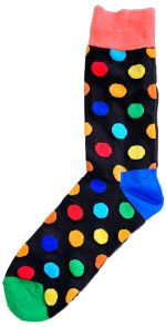 Sloth Sox- Black Multi Polka Dots Socks