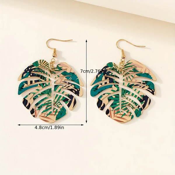Tropical Leaf Dangle Earrings