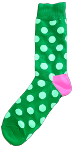 Sloth Sox- Green Two Tone Polka Dots Socks