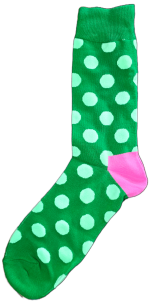 Sloth Sox- Green Two Tone Polka Dots Socks