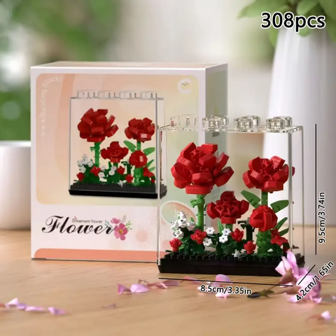 Red Roses Garden Building Blocks Set