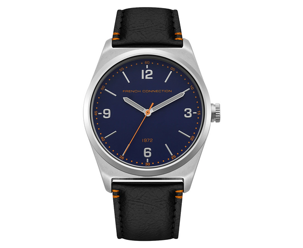 French Connection Men's 40mm  Synthetic Leather Watch - Black