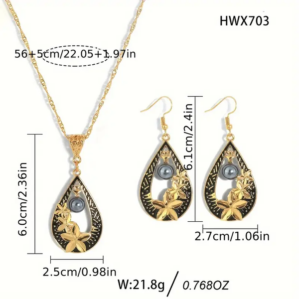 Hibiscus & Pearl Jewellery Set
