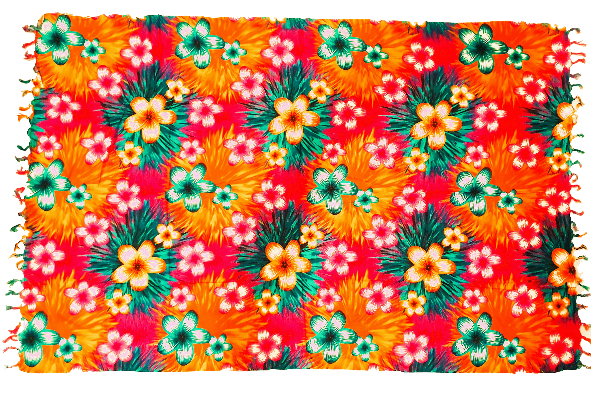 Orange Turquoise Sarong with Frills