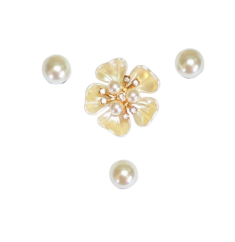 CZ Flower & Pearls Jibbit Charms Combo