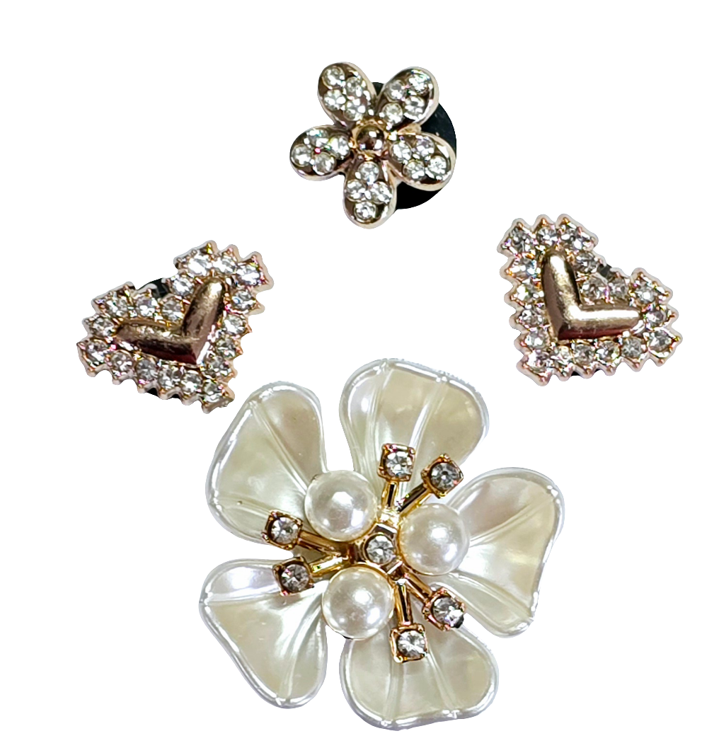 CZ Flower & Heart Jibbit Charms Combo