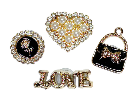 Love & CZ Pearl Heart Charms Combo Set