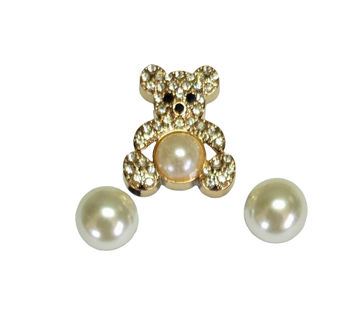 CZ diamonds Teddy Bear Pearl Jibbit Charms Combo