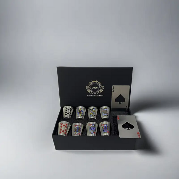 Poker Design Stainless Steel Shot Glasses Gift Set