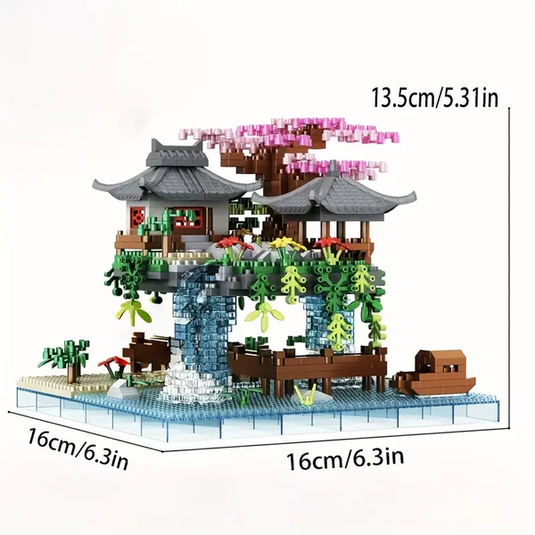 Peach Blossom House Pond Micro Mini Building Blocks