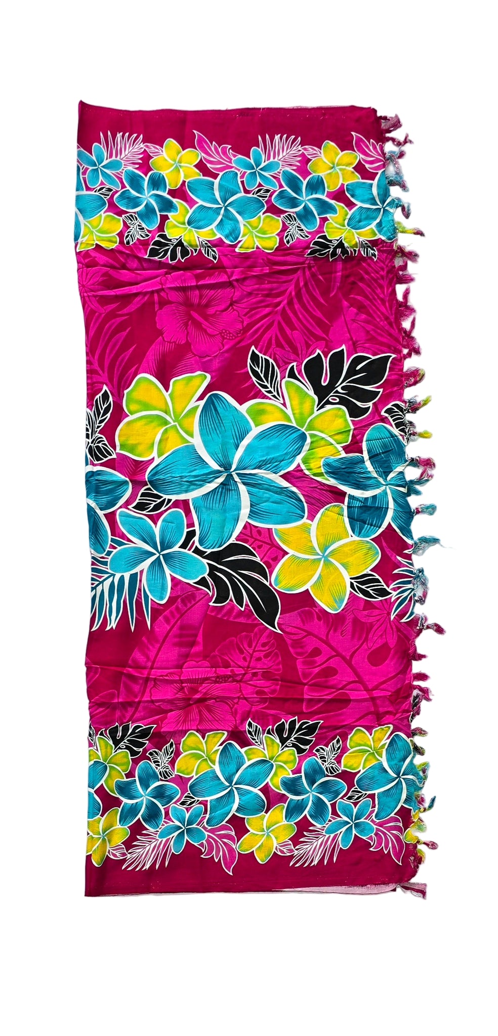 Pink Frangipani  Sarong with Frills