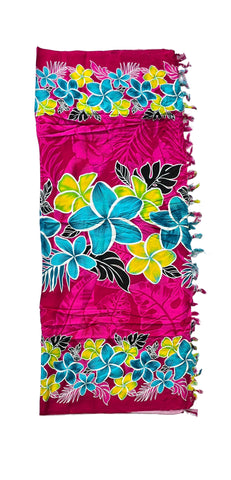 Pink Frangipani  Sarong with Frills