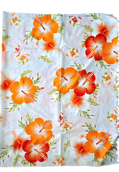 Orange White Sarong with Frills