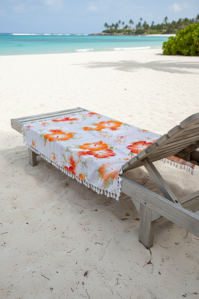 Orange White Sarong with Frills
