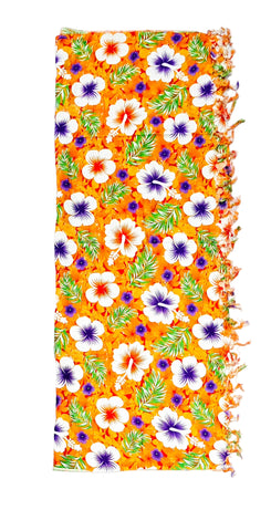 Hibiscus Orange Sarong with Frills