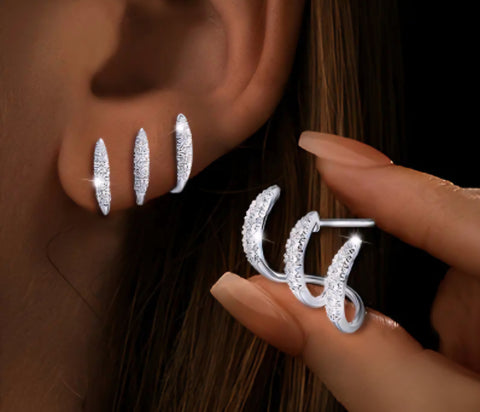 Sterling Silver Double Hoop Earrings