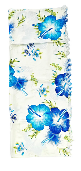 BLUE White Sarong with Frills