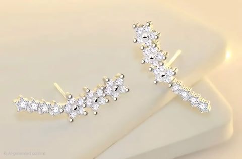 Sterling Silver Zirconia Seven Flowers  Earrings