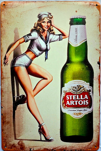 Retro Metal Sign- Stella Artois Beer