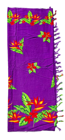 Purple Flower Sarong with Frills