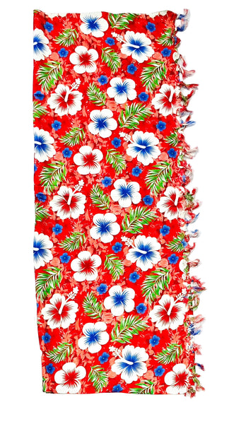 Hibiscus Red Sarong with Frills