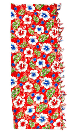 Hibiscus Red Sarong with Frills