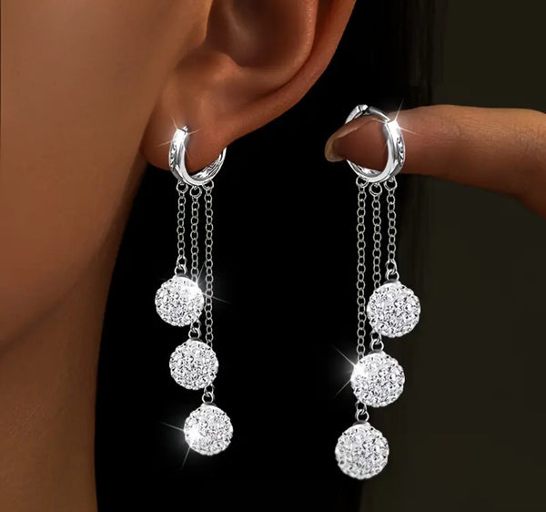 Sterling Silver Moissanite & Tassel Earrings