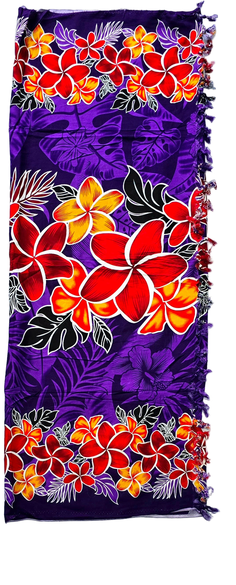 Purple Frangipani Sarong with Frills