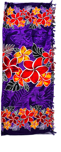Purple Frangipani Sarong with Frills