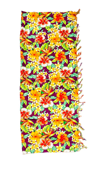 Purple Hibiscus Sarong with Frills