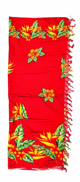 Red Flower Sarong with Frills